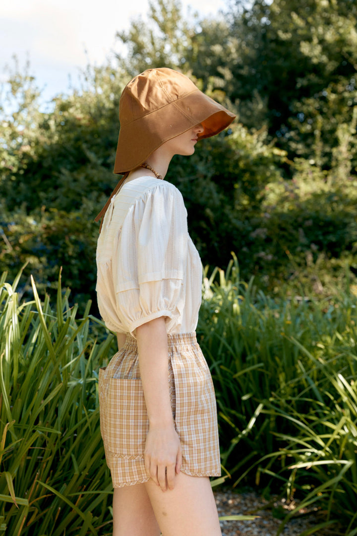 JAPANESE TYPEWRITER CHECKED COTTON MARTINA SHORT