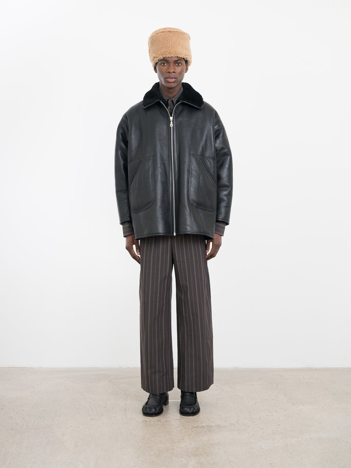 LEATHER BACK STRAIGHT HAIR RONNY JACKET