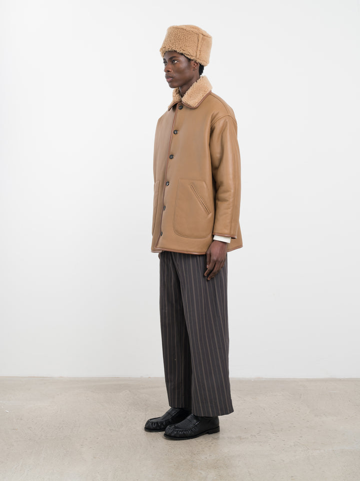 TAN LEATHER BACK CURLY HAIR RONNY JACKET
