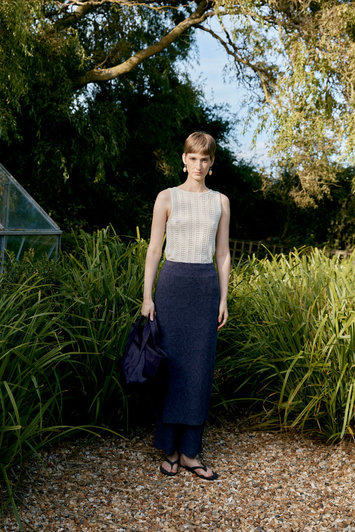 JAPANESE COTTON/LINEN DYED JACQUARD SADIE SKIRT
