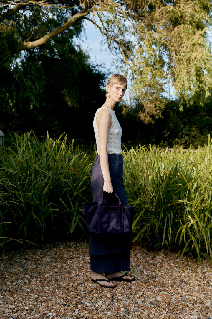 JAPANESE COTTON/LINEN DYED JACQUARD SADIE SKIRT