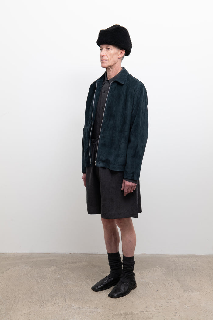 Zip-Up Sandy Jacket - Midnight Suede