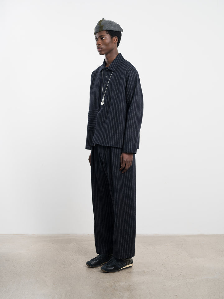 JAPANESE STRIPED BOUCLE WOOL SANDY JACKET