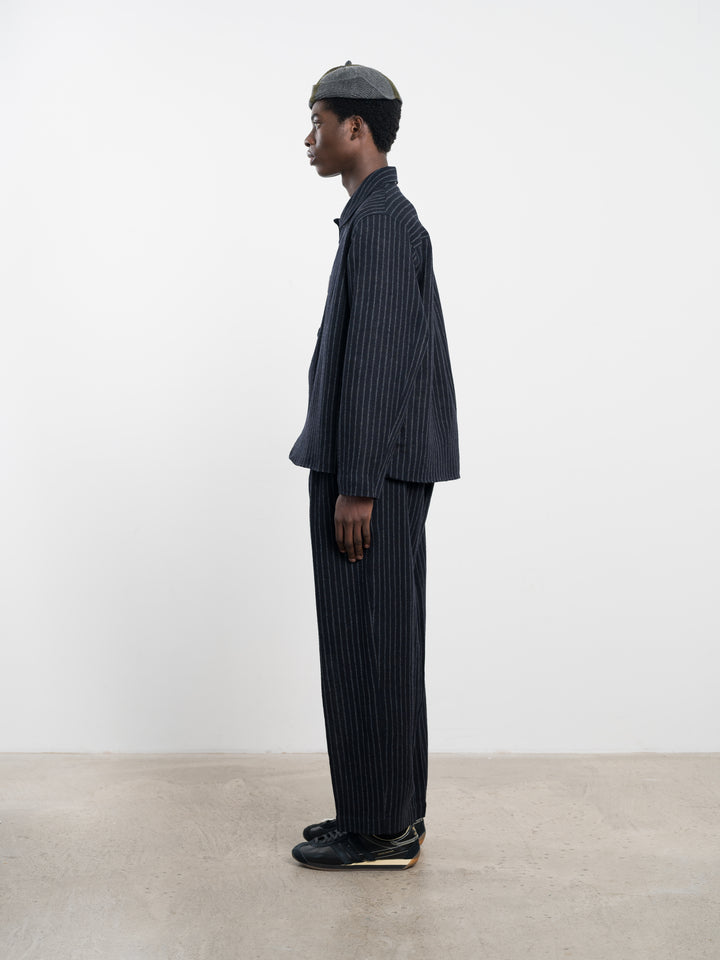 JAPANESE STRIPED BOUCLE WOOL SANDY JACKET