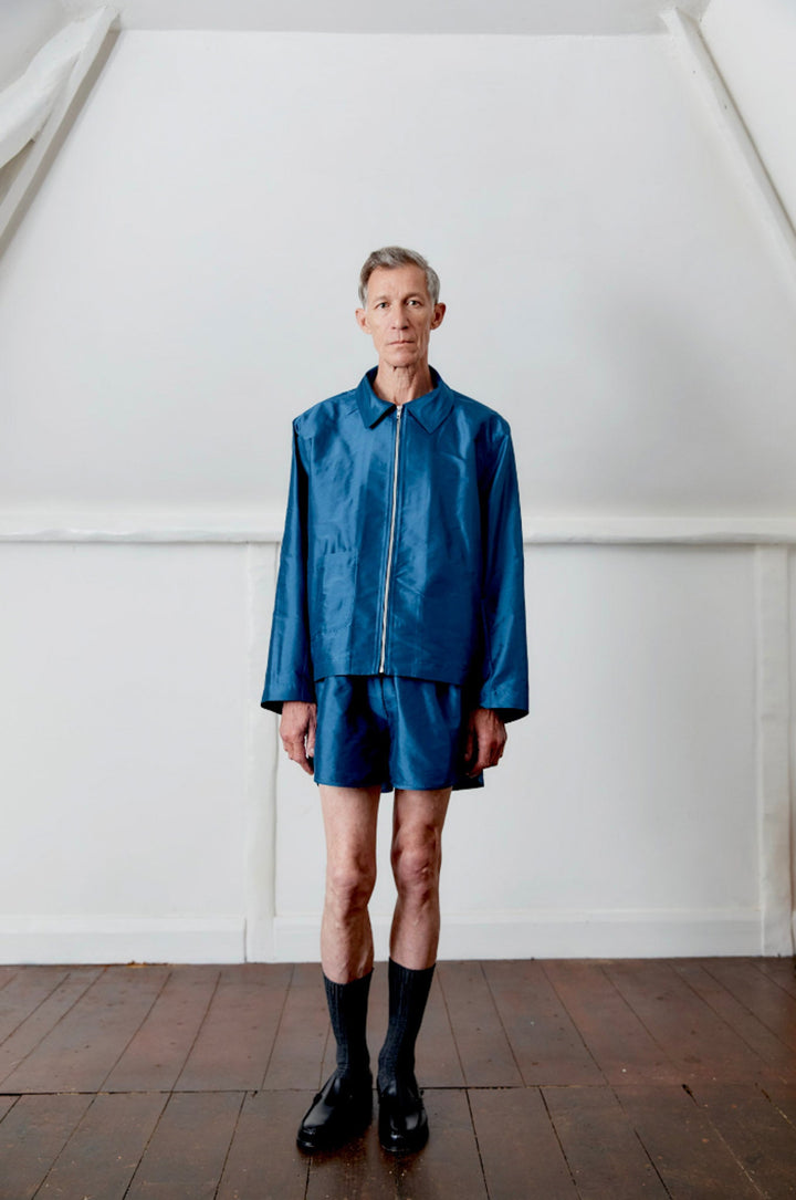 SILK DUPION ZIP-UP SANDY JACKET