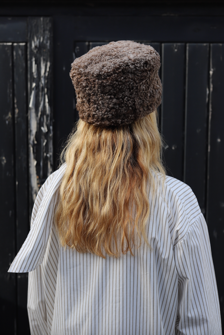 TEDDY CURLY HAIR PILLBOX HAT