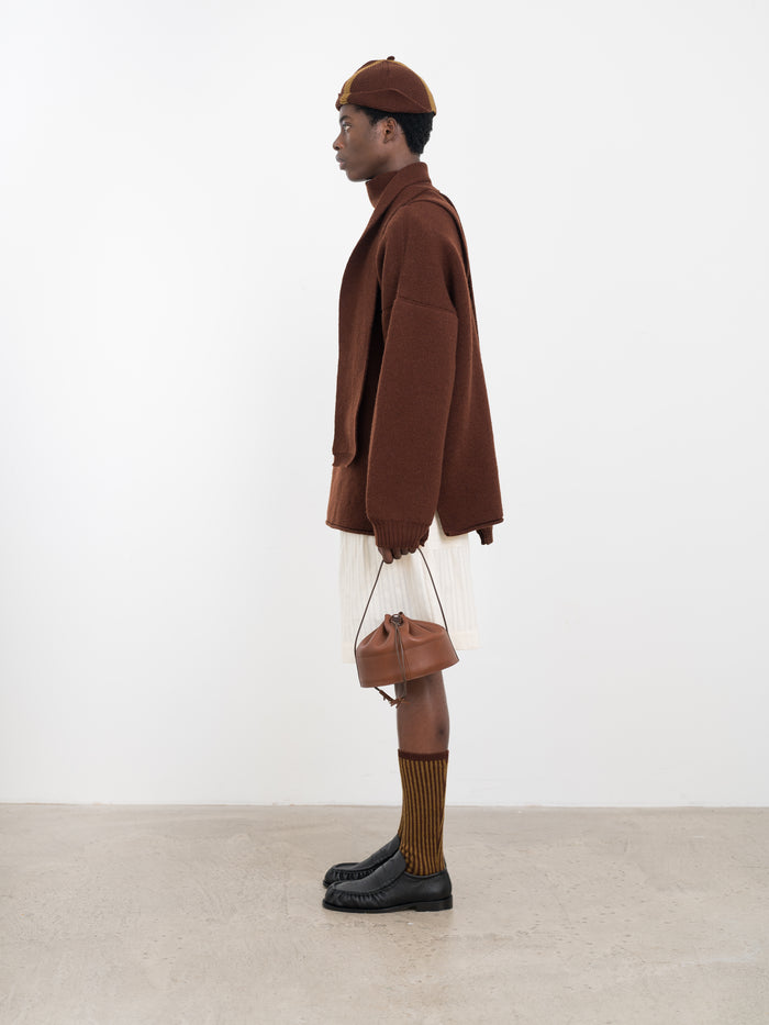 Mens Wrap Neck Pullover - Bordeaux Wool