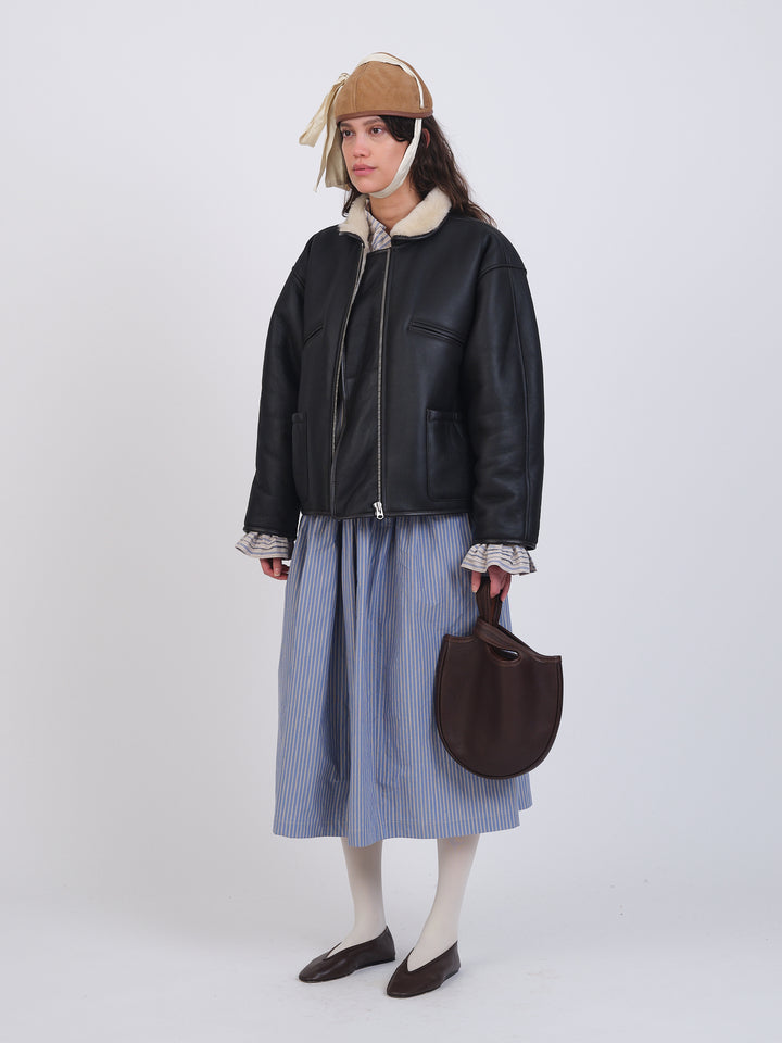 LEATHER BACK CHOCOLATE/SEAL FLYING JACKET