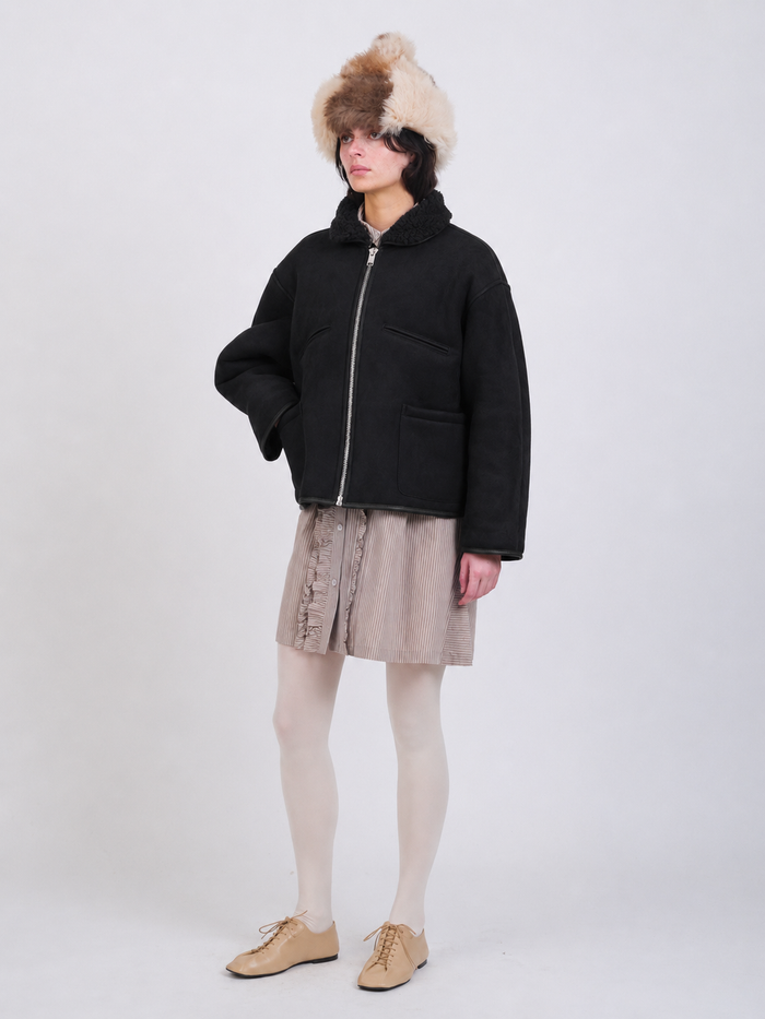 Flying Jacket - Black Shearling